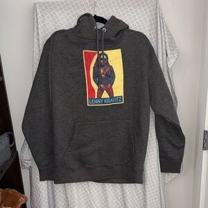 LANE SEVEN Gray Lenny Kravitz Graphic Hoodie M
